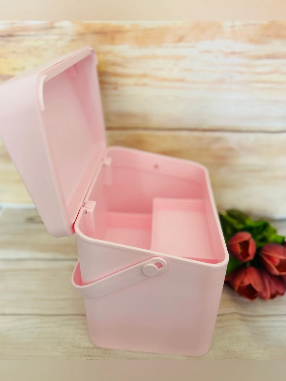 Light Pink Portable Makeup Cosmetic Storage Box NEW